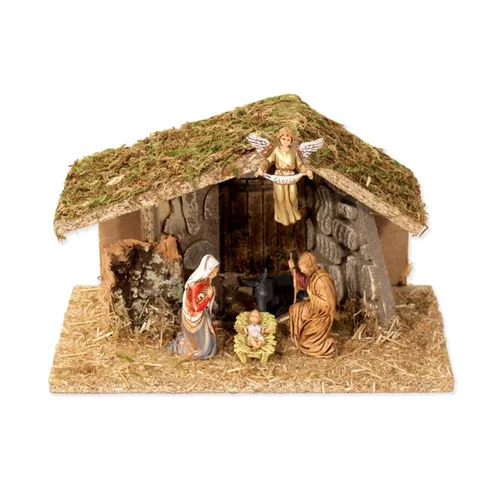 Style jardin:Crèche de Noël coloris multicolore en bois - 24 x 13 x 15 cm