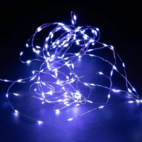 Pour vos extérieurs:Guirlande lumineuse micro LED à lumière animée blanc froid et bleu sur secteur - 7,5 m