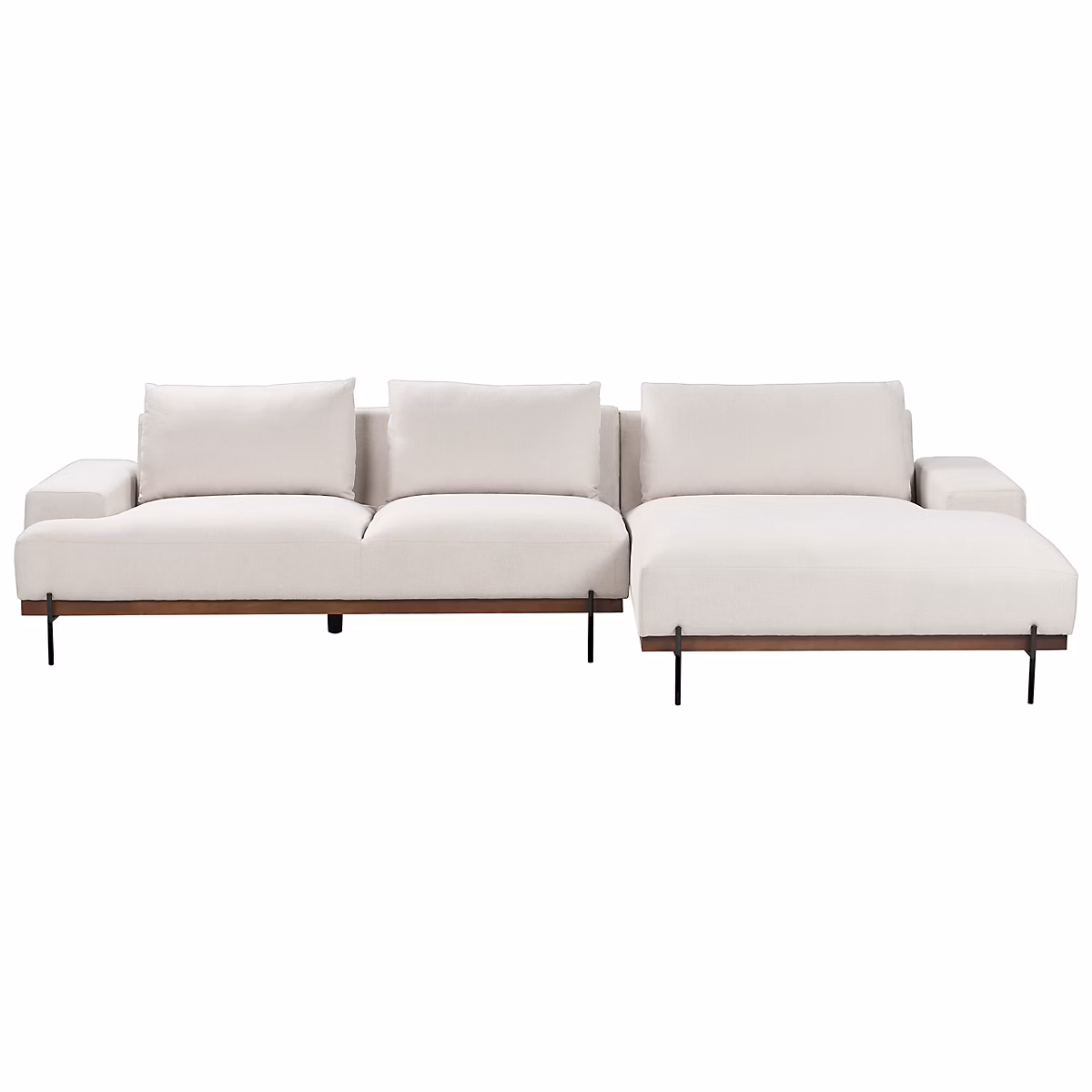 Canapé d'angle 4 places MARIFERD Tissu Beige clair Côté gauche – Réf. YBVKAYEBN7752126772