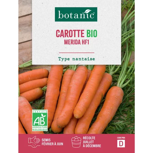 Jardin simple:Graines de Carotte merida hybride F1 bio botanic® - graines à semer