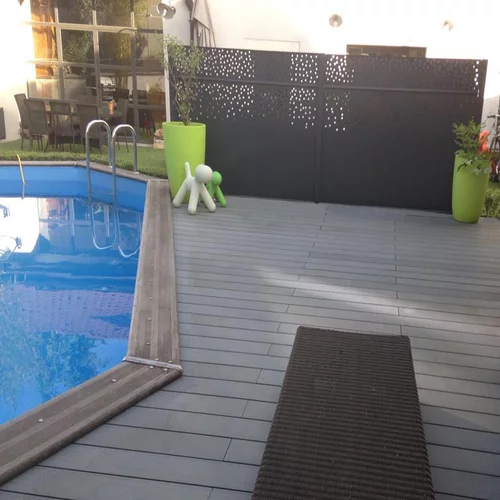 Extérieur pratique:Pack complet terrasse composite anthracite 20 m2