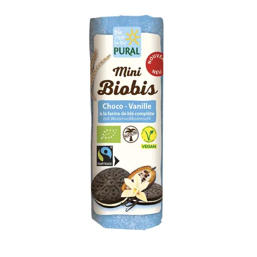 Pour votre quotidien：Biscuits bio choco vanille Pural mini Biobis - 85 g
