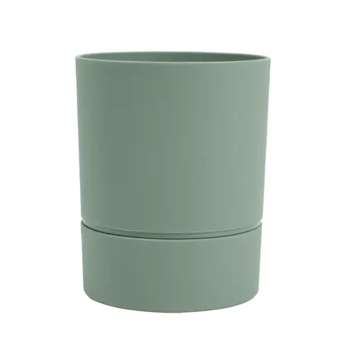 Utile pour l’extérieur：Pot rond en plastique à réserve d'eau coloris vert amande Poetic Aquaduo Orchidée - Ø 12,5 x H 15,5 cm