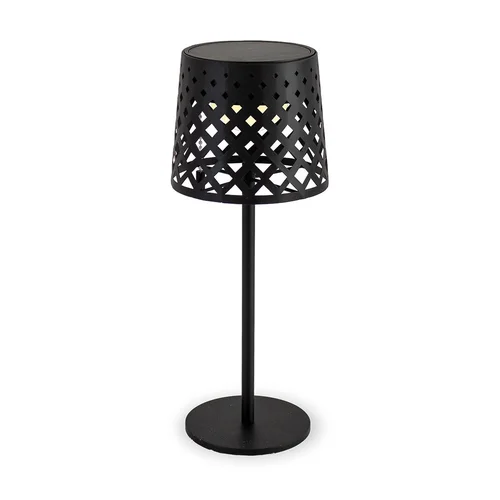 Fonctionnel au jardin:Lampe solaire Gretita coloris noir effet blanc chaud en métal Newgarden - Ø 10 x 30 cm