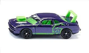Ambiance jardin：Voiture miniature violet/vert sous blister Siku Dodge Challenger Custom