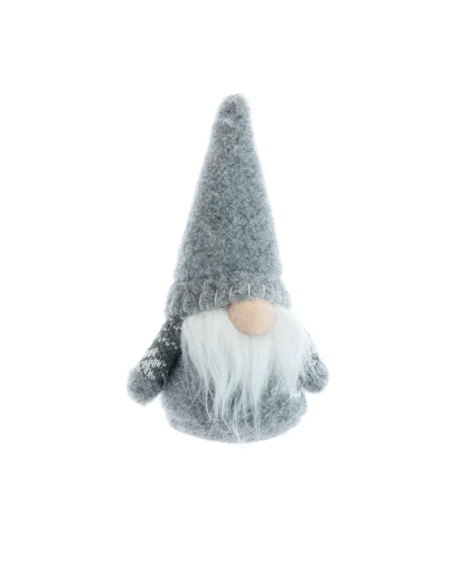 Pour équiper le jardin:Gnome debout classique en tissu gris - 9 x 6 x 15 cm