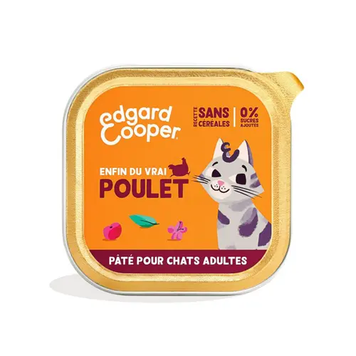 Spécial jardin：Pâtée pour chat adulte au poulet sans céréales Edgard & Cooper - 85 g