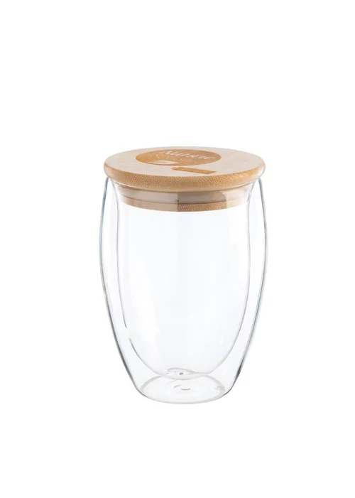 Pour améliorer votre jardin:Mug en verre et couvercle bambou Nature & Vous - 350 ml