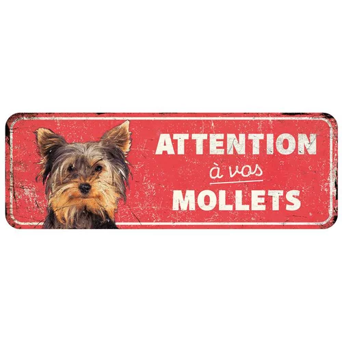 Jardin & extérieur：Panneau d'avertissement terrier coloris rouge en métal galvanisé D&D Home - 40 x 13 x 0,3 cm