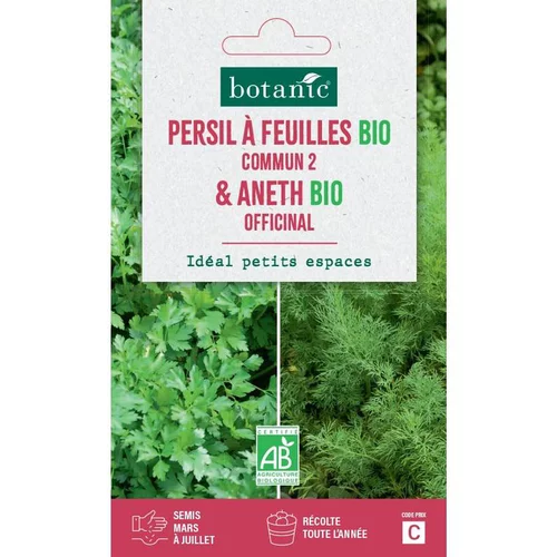 Choix jardin：Mélange de graines persil à feuilles commun bio et d'aneth officinal bio botanic® - graines à semer