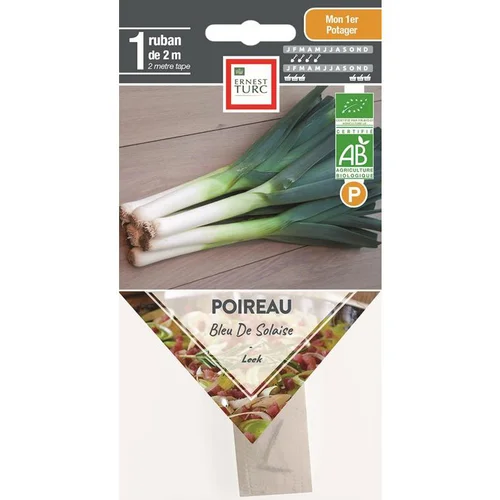 Essentiel extérieur：Graines présemées de Poireau bleu de Solaise bio Ernest Turc - 1 ruban de 2 m