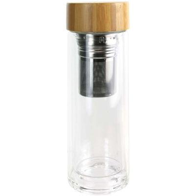 Bouteille de transport en verre double paroi avec infuseur à thé