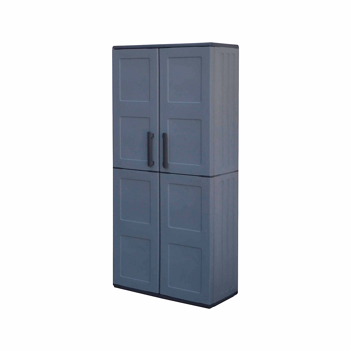 Armoire d'extérieur Dambrosin | Meubles de balcon – Armoire polyvalente avec étagères – 68x37h163 cm – Gris et Noir – Finition damier