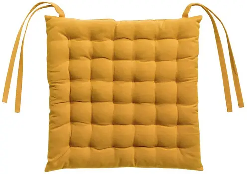 Nature maison:Galette de chaise carrée 36 points en coton recyclé jaune tournesol Zea - 38 x 38 cm