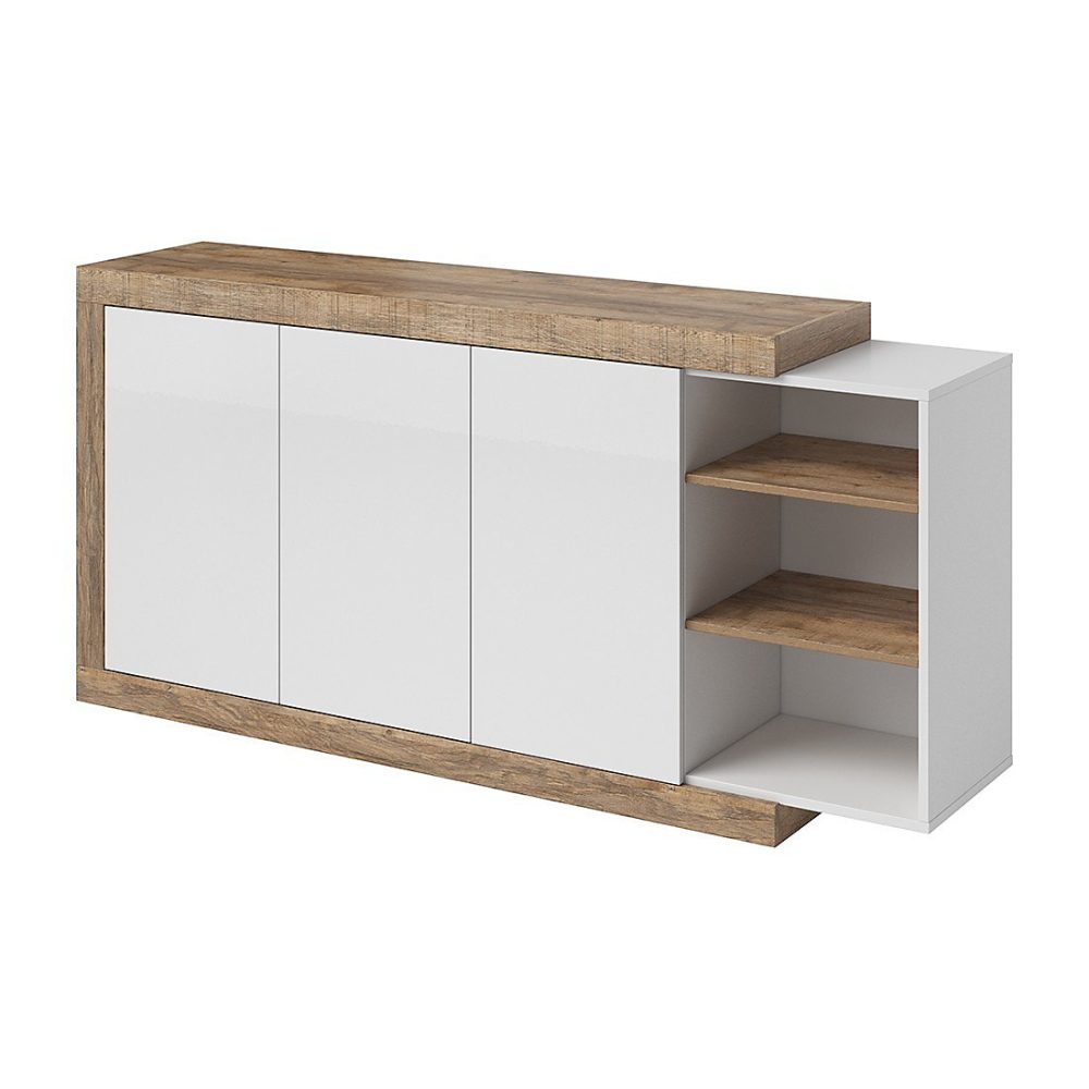 Meuble – Buffet SINATRA 180 cm en chene et blanc brillant