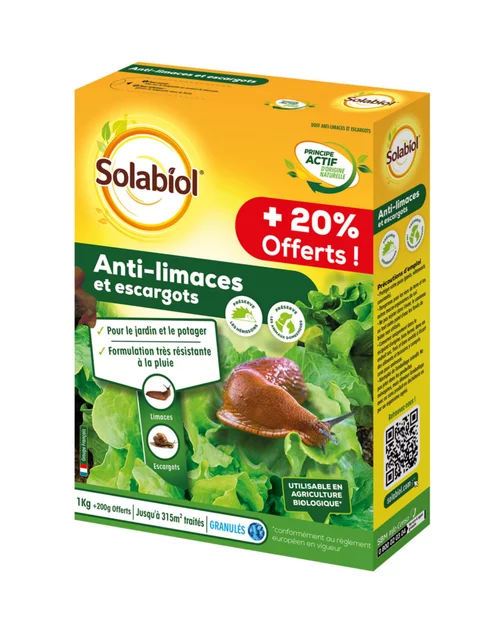 À adopter pour l’extérieur:Anti-limaces et escargots Solabiol - 1,2 Kg