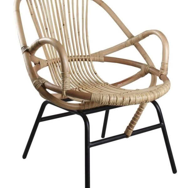 Fauteuil coquille en rotin et métal Ema