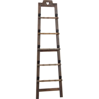 Echelle porte-serviettes en bois teinté