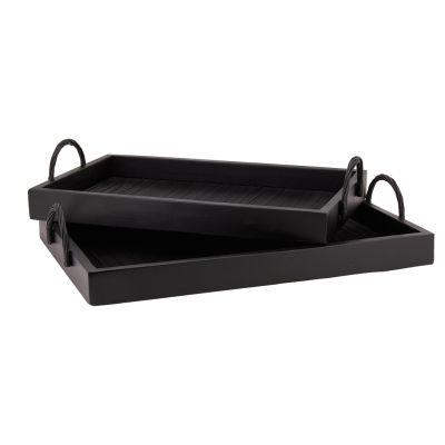 Plateaux en bambou et bois noirs (Lot de 2) (Noir)