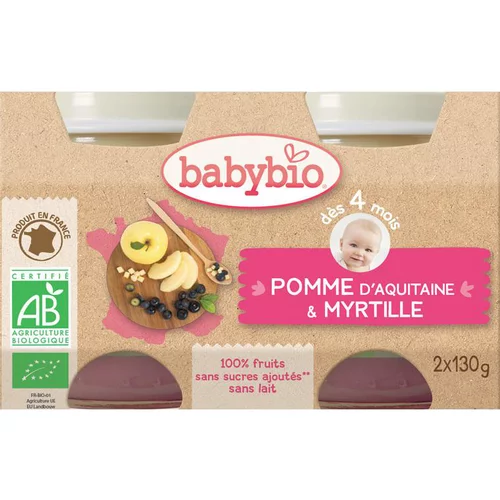 Solution jardin:Petits pots pomme et myrtille Babybio 2 x 130 g