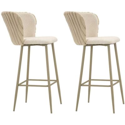 Chaise de bar en tissu et métal Alaska (Lot de 2) (Crème)
