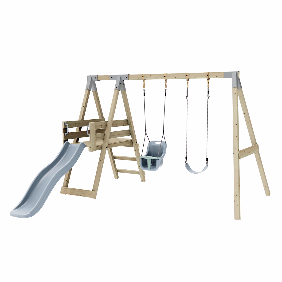 Jeux et loisirs – Balançoire PolarPlay Paon avec toboggan & échelle d'escalade en bois non traité