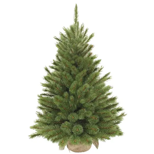 Déco au jardin：Sapin de Noël artificiel coloris vert avec toile de jute Forest Frosted - 90 cm