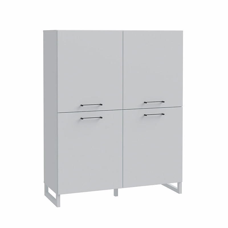 Armoirette 138 cm décor gris clair mat poignées métal noir – ASTORIA