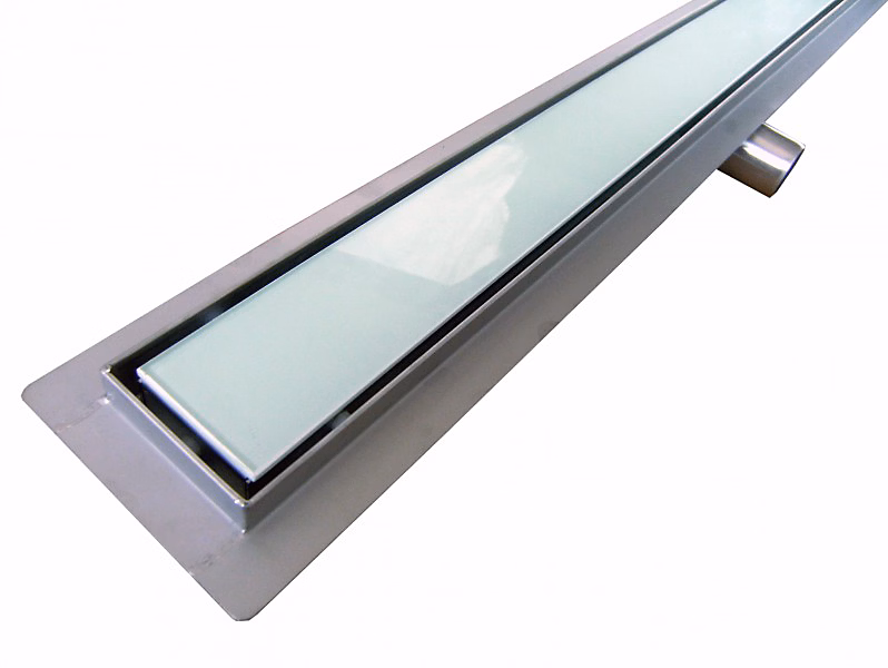 Canal de douche GL02 – écoulement de douche en verre blanc, pour les douches à l'italienne, longueur spécifiée 70cm
