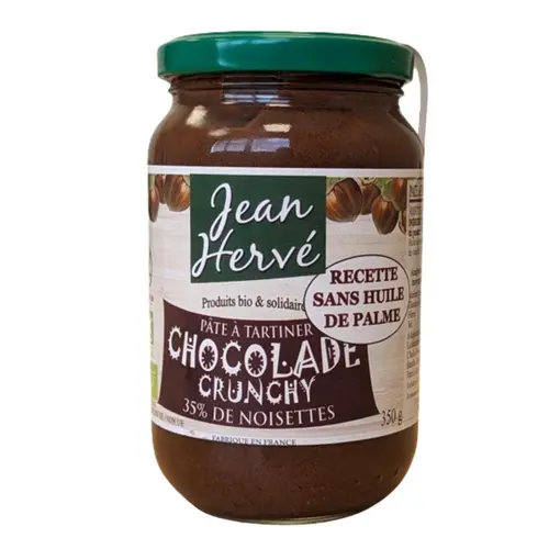 Pour plus de confort à l’extérieur：Pâte à tartiner crunchy choco noisette bio Jean Herve - 350 g