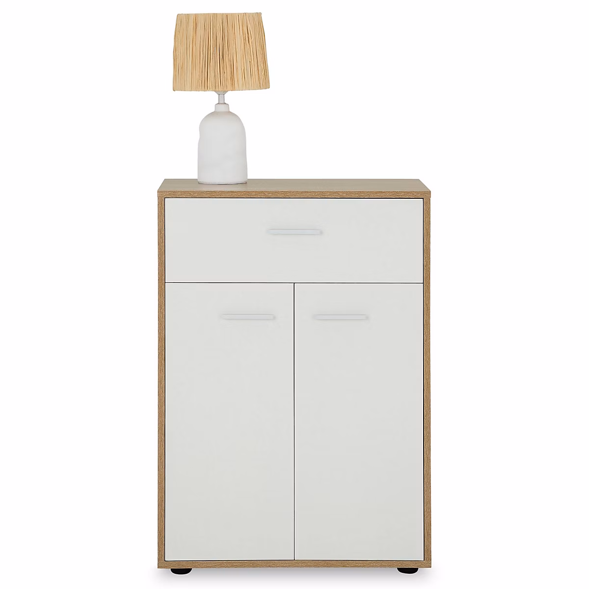 Buffet CALAIS – en mélaminé décor chêne sonoma et blanc mat