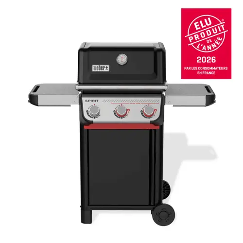 Une solution pour le jardin：Barbecue gaz Spirit E-325 coloris noir en acier émaillé Weber - 118 x 68 x 12 cm