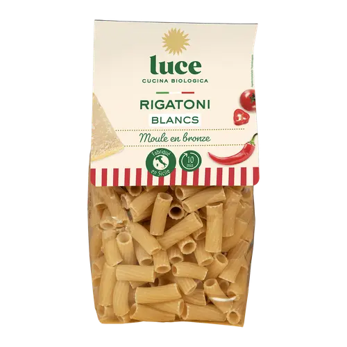 Une sélection pour le jardin：Rigatoni blancs bio Luce - 500 g