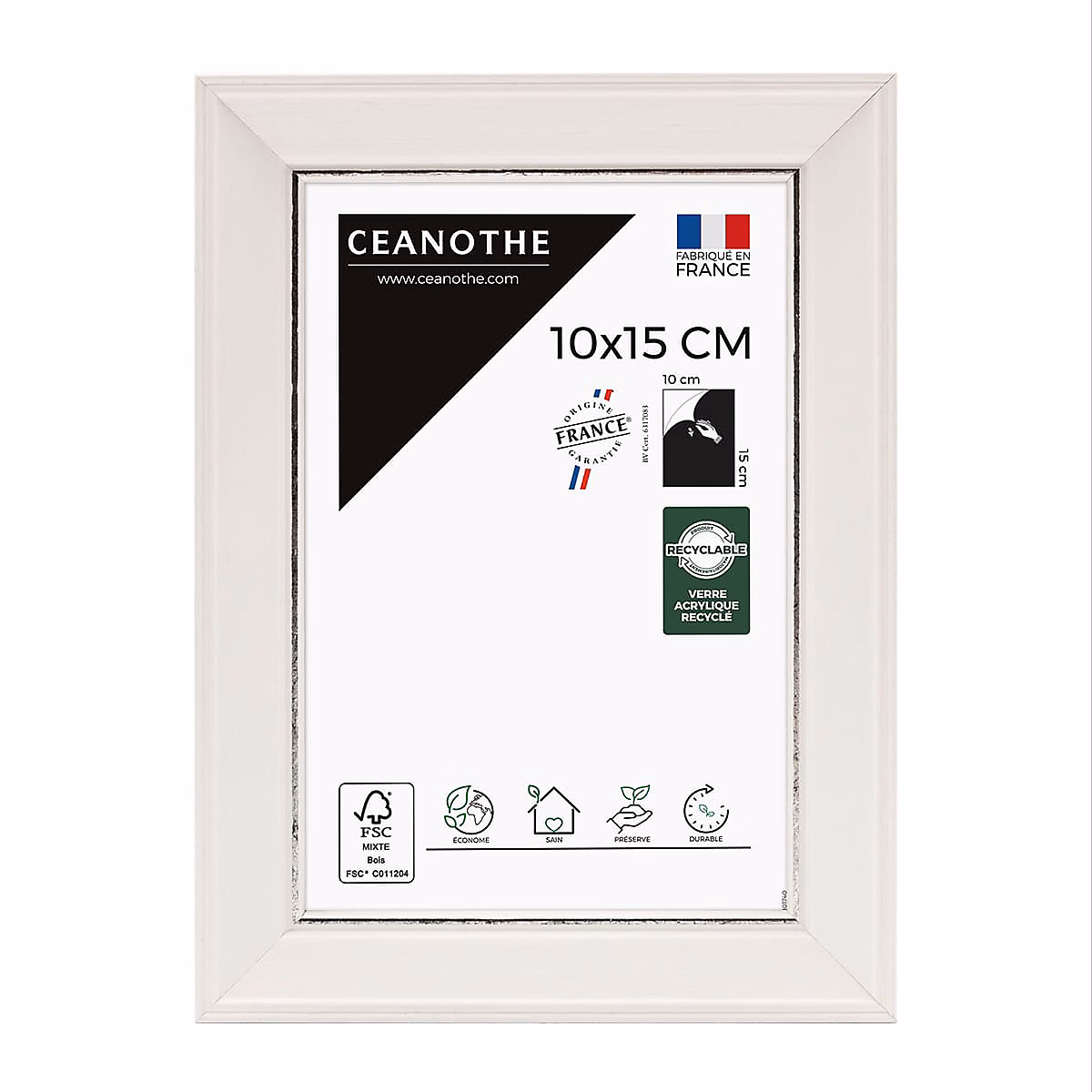 Cadre photo vittoria blanc 10 × 15 cm Fabriqué en France