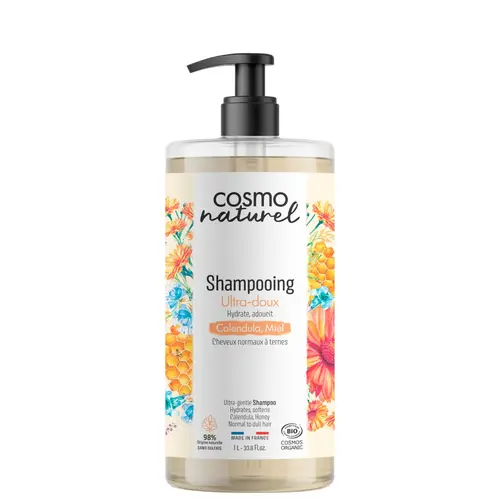 Pour un extérieur bien équipé：Shampooing ultra doux calendula miel Cosmo Naturel - 1 L