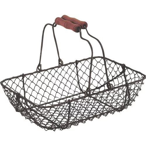 Jardin à organiser:Panier anses mobiles grillagé 28x19x7,5-21 cm