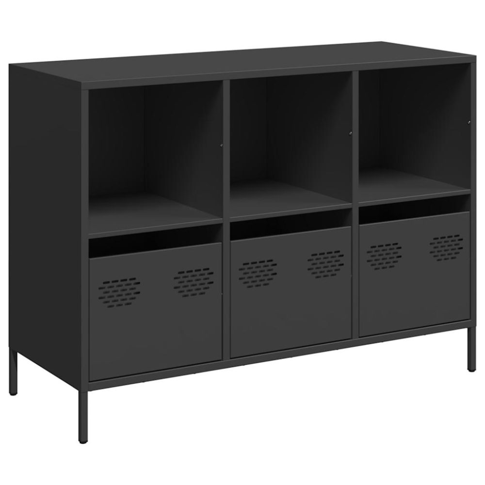 vidaXL Buffet noir 101,5x39x73,5 cm acier laminé à froid