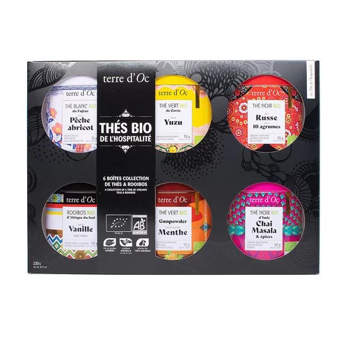 Parfait pour le jardin:Coffret 6 thés hospitalité bio Terre d’Oc – 230 g