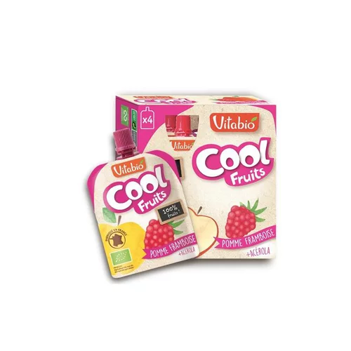 Au service de votre jardin：Gourde de fruits Cool bio pomme framboise 4 x 90 g