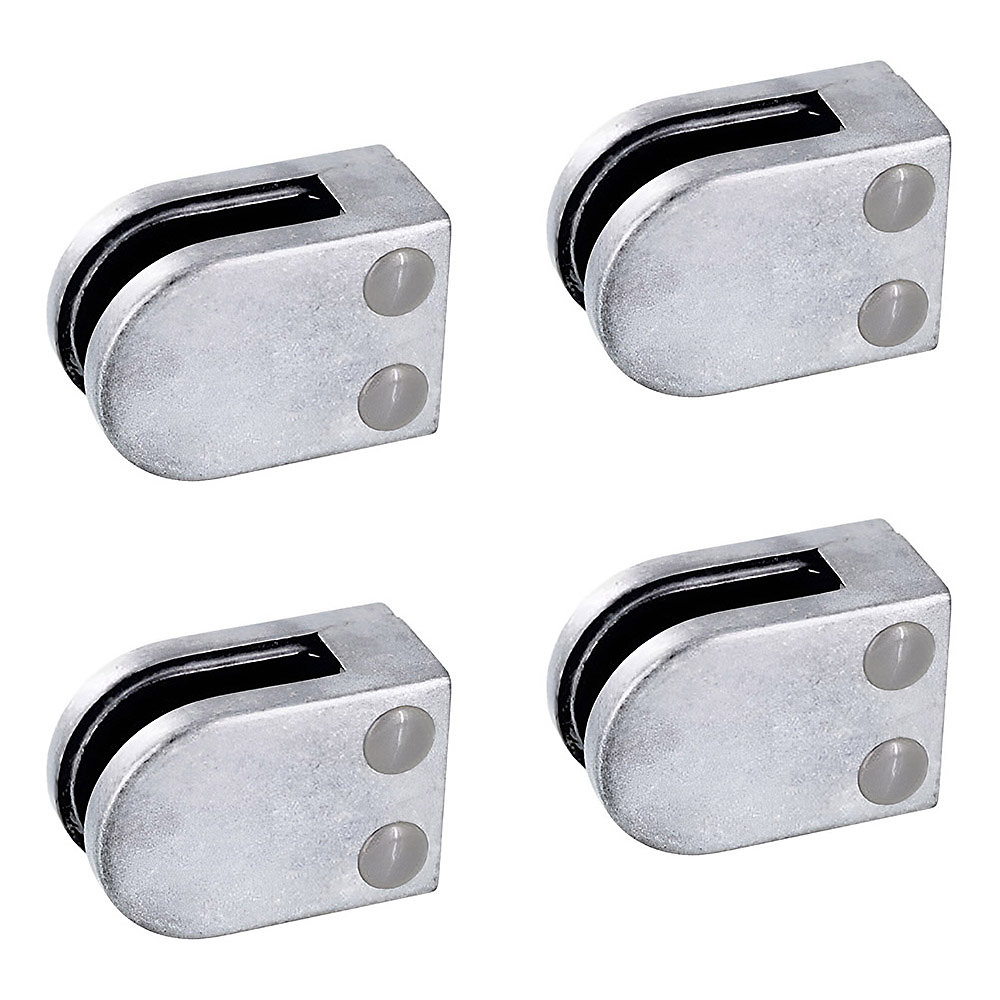4 x Pince à verre plate modèle 02 – Ep. verre 6 mm, Zamak brut