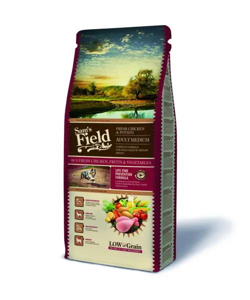 Au quotidien：Croquette pour chien adulte de taille moyenne au poulet avec des pommes de terre Sam's Field - 13 kg