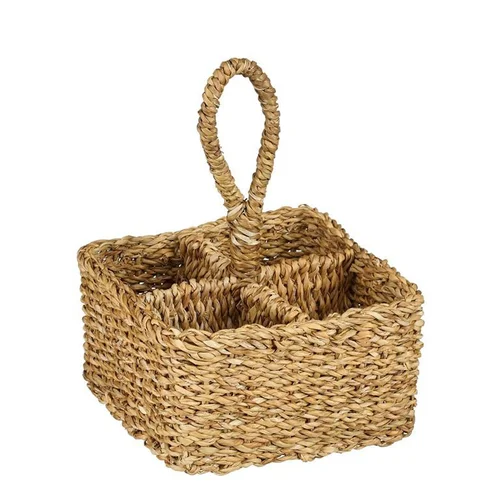 Tout pour le jardin:Corbeille porte-bouteilles en zostère marron Jace - 18 x 18 x 13 cm