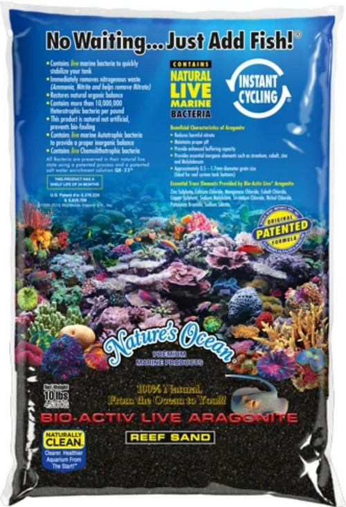 Durable au jardin:Sable vivant noir, granulométrie 0,5-1,7mm, NATURE'S OCEAN - Modèle Black Beach, 4,54Kg