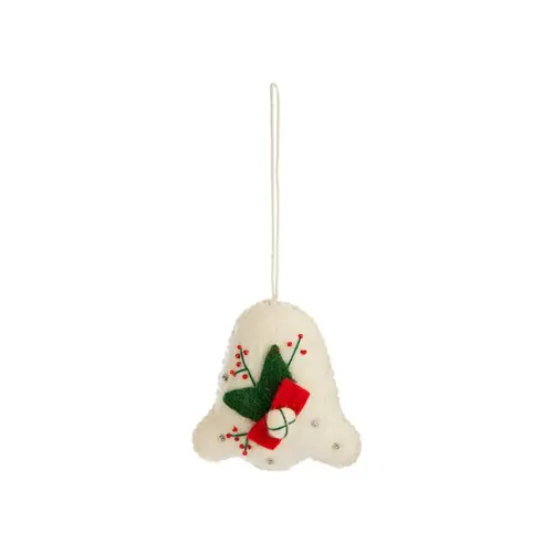 Un choix malin pour le jardin：Décoration à suspendre carillon en feutrine blanche à motif rouge et vert - 3,3 x 2,5 cm