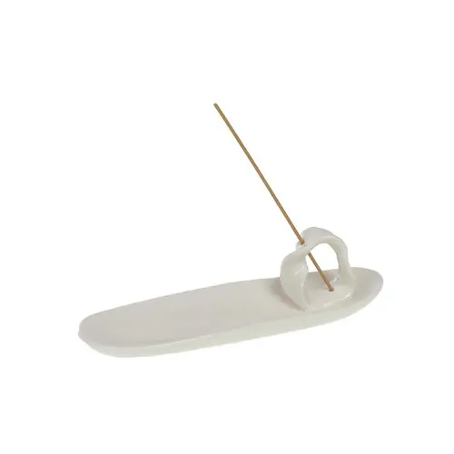Extérieur utile:Porte-encens en céramique blanche Perrine avec support - 18 x 6 cm