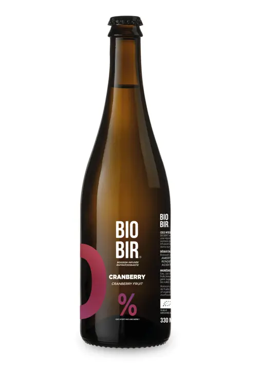 Jardin confort plus：Bière sans alcool bio Biobir blanche Cranberry Gingembre - 750 ml